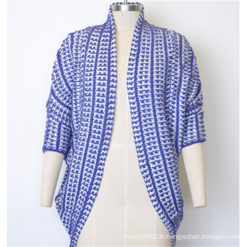 100% Acryl Frauen Patterned Open-Front Cardigan